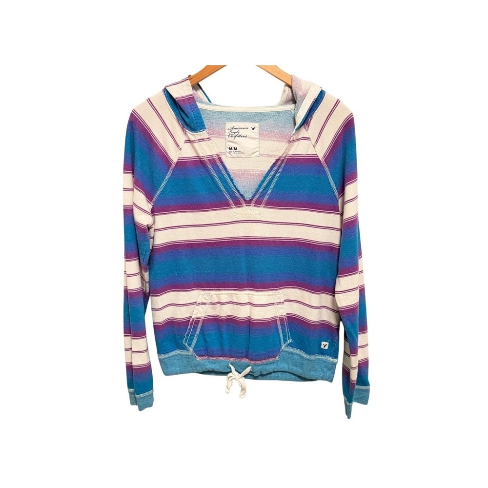 American Eagle Outfitters Hoodie Sz M Striped Casual, Pullover Casual Streetwear